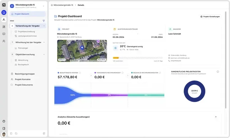 Blauplan AVA Software Benutzeroberfläche